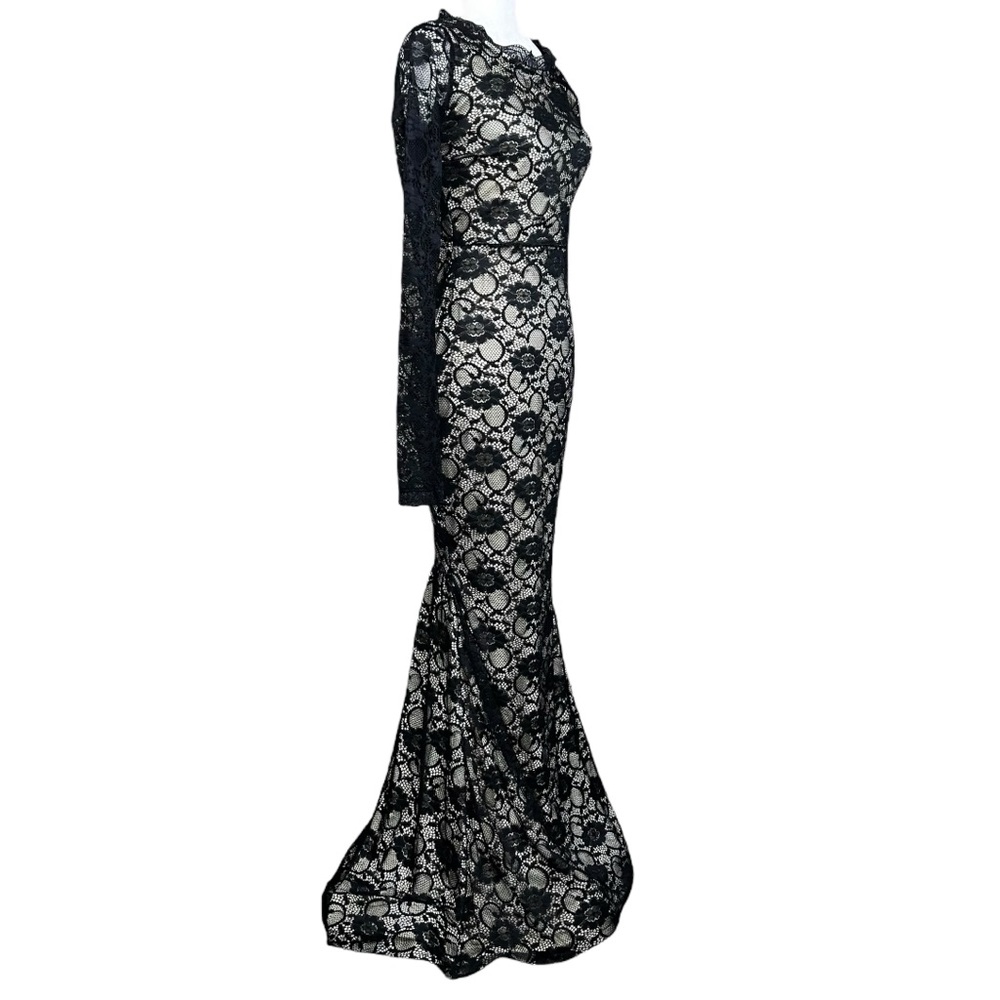 Windsor Whimsigoth Lace Maxi Dress Med Black Dark Romantic Gothic Mesh - Picture 4 of 17